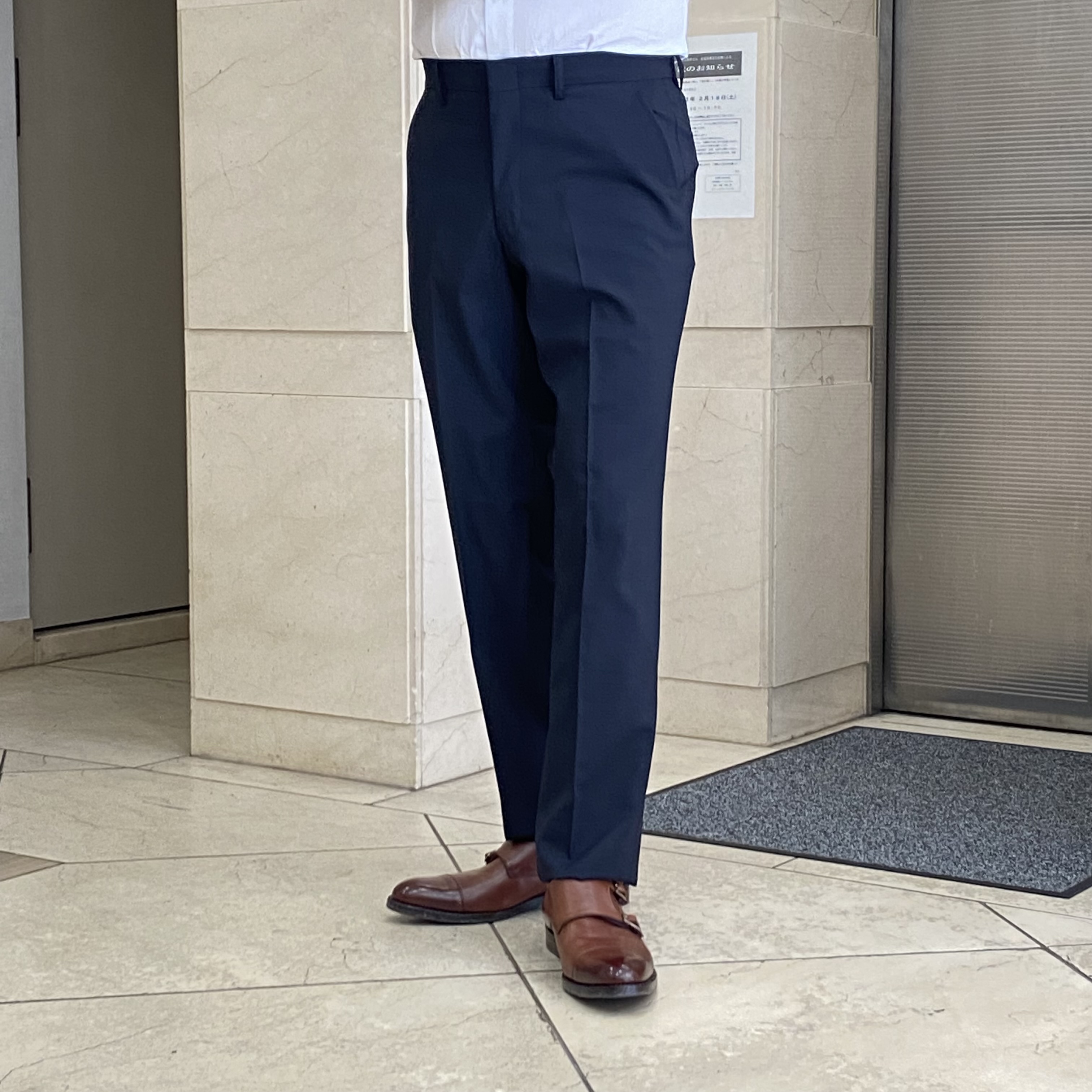 【レギュラーシルエット】ウォッシャブルスラックス 数量限定ネイビー無地のみ《春夏モデル》